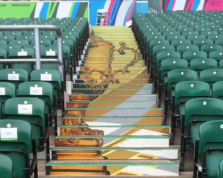 Venue Dressing Steps Rugby World Cup Trophy Outdoor