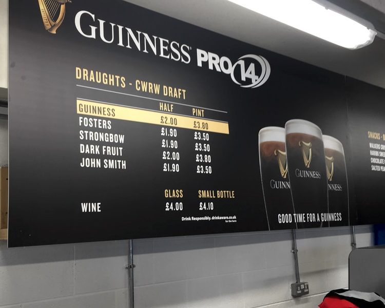Bar Branding Guinness PRO14 Scarlets Bar Detail
