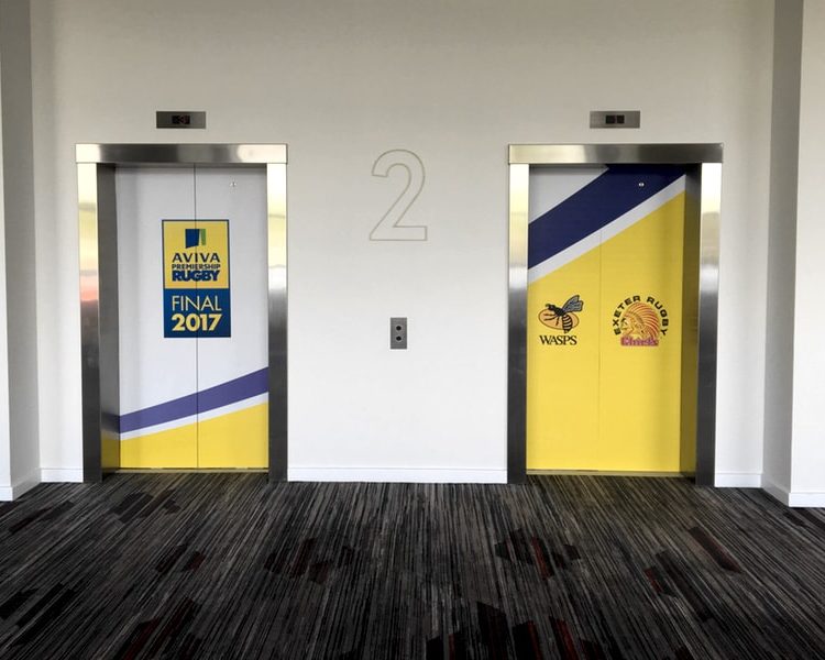 Stadium Hospitality Reception and Hallway Premiership Rugby Lifts Detail