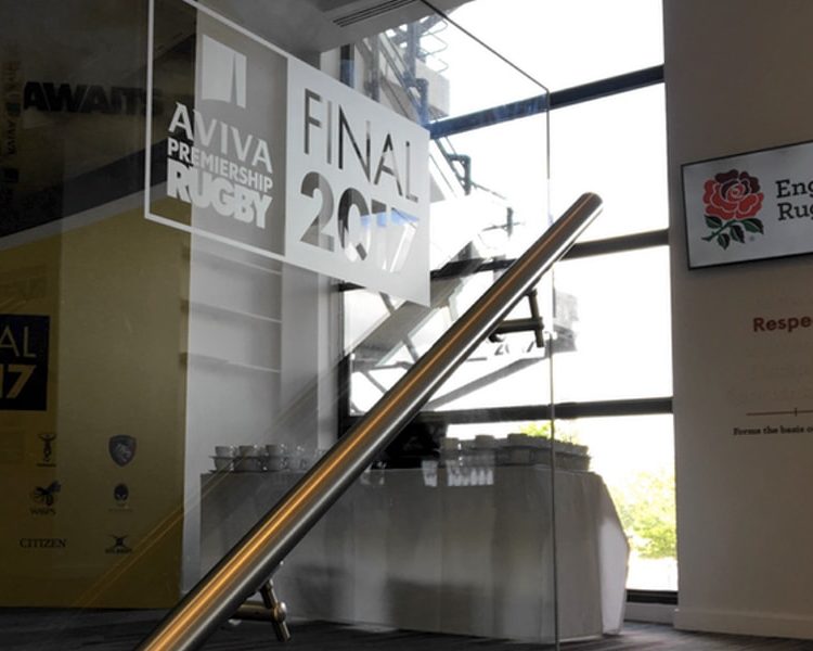 Stadium Hospitality Reception and Hallway Premiership Rugby Frosted Vinyl