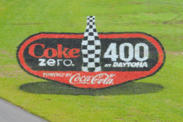 Coca-Cola Zero 3D painted grass logo seen from camera angle