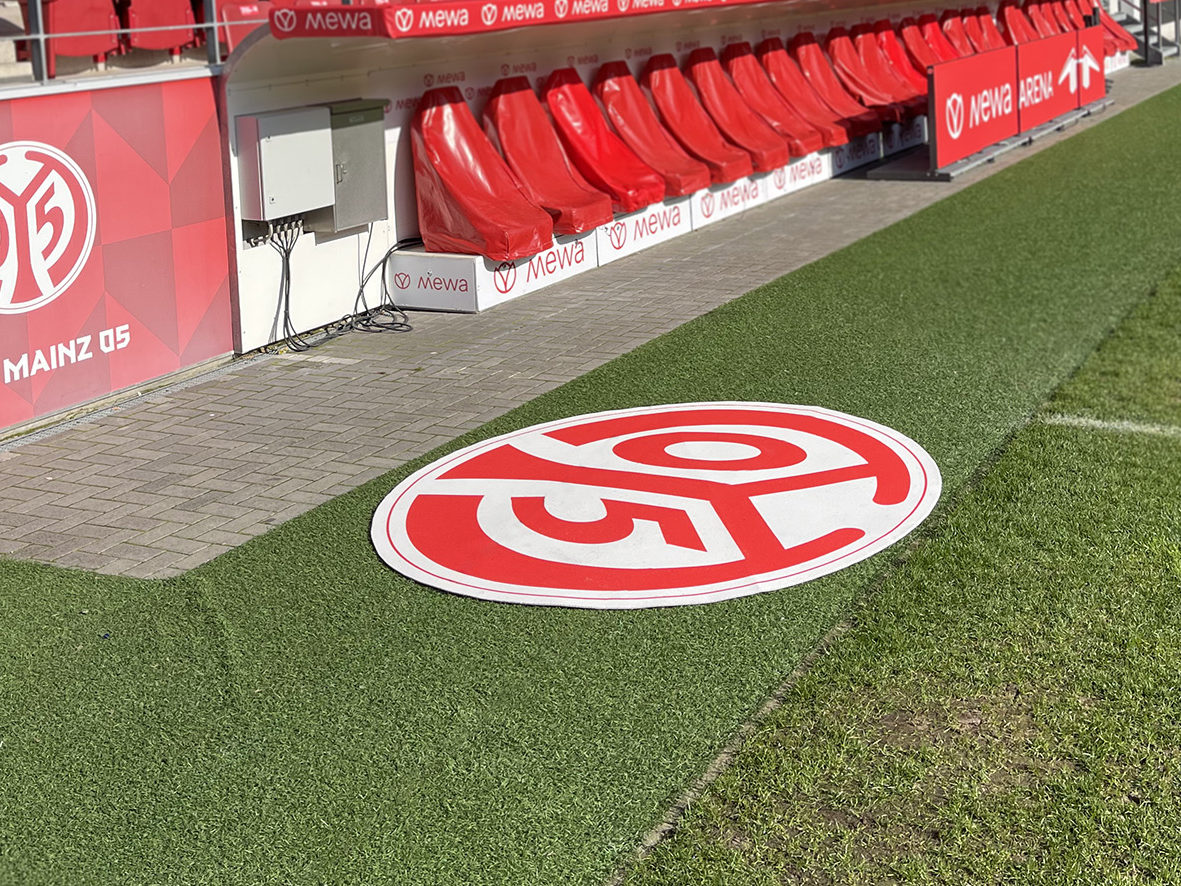 Mainz05 club logo carpet contour cut circular shape