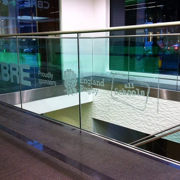 Walls & Floor Graphics Frosted Vinyl CBRE Office Branding Glass