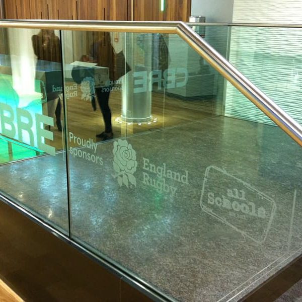 Walls & Floor Graphics Frosted Vinyl CBRE Office Branding Architectural Glass